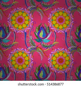 Seamless floral vivid pattern with colorful flowers. Vector.