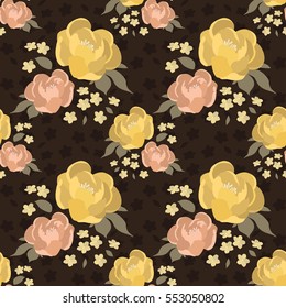 Seamless floral wallpaper with color hand-drawn peony, design elements. Pattern can be used for background, surface textures, wedding, greeting cards, 
scrapbooking, manufacturing and fabrics.