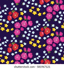 Seamless floral wallpaper with color hand-drawn Dog rose (Briar). Pattern can be used for web page background, surface textures and fabrics.

