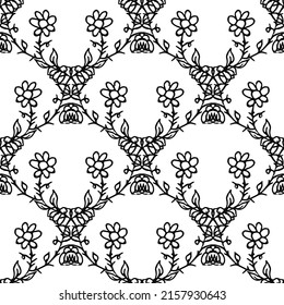 Nahtlose Blumenhintergründe. Doodle-Vektorgrafik mit Blumenverzierungen. Vintage-Blumendekor, Hintergrund für Ihr Projekt, Menü, Café-Shop