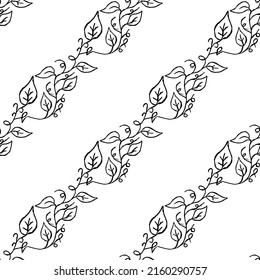 Seamless floral wallpaper. Doodle vector with black and white floral ornament. Vintage floral decor	