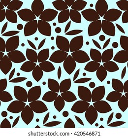 Seamless floral wallpaper. Pattern in classic style with flowers and leaves. Two tone ornament
