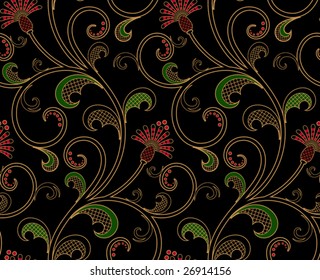 Seamless floral wallpaper pattern, vector