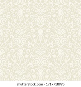 Seamless floral Wallpaper in the style of Rococo. Vector graphics, elegant classic fabric in light tones