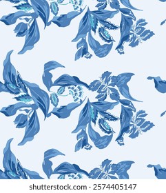 Seamless floral, watercolor, aesthetic, abstract, leaves pattern, Hand drawn endless, all over print to use textile, fabric, clothing, backdrop, wallpaper, home textile, clothing, fashion, packaging