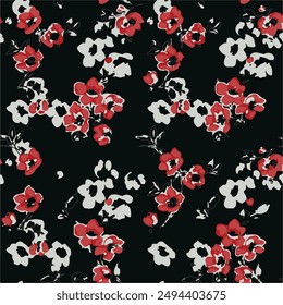 seamless, floral, watercolor, pattern with garden roses, leaves, branches. Botanic tile, background.