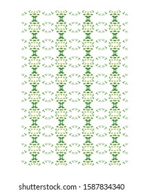Seamless floral watercolor pattern. Green leaves isolated on white background. Simple color illustration. batik Perfect for wallpaper or fabric