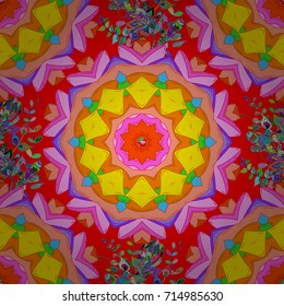 Seamless Floral watercolor pattern with orange, pink and red flowers. Vector textile print for bed linen, jacket, package design, fabric and fashion concepts.