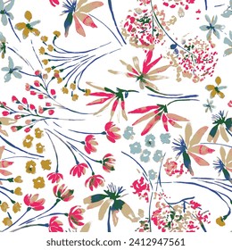 seamless  floral white background  pattern design ready for textile prints.