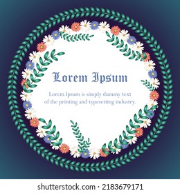 Seamless floral wreath design. Decorated invitation card vector illustration. minimal design poster frame.