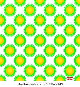 seamless floral yellow dandelion pattern on white background vector