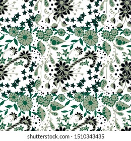 Seamless Floral Zentangle, Doodle Flowers.