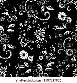 Seamless Floral Zentangle, Doodle Flowers.