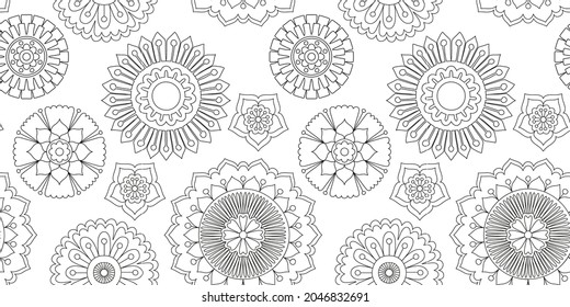 Patrón de zentángulo floral sin foco, fondo interminable con flores abstractas. Libro de colorantes para adultos. Ilustración del vector