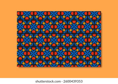 Seamless Floral Zig-Zag Pattern in Classic Multicolor Theme