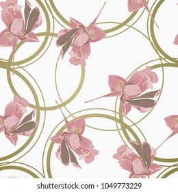 seamless floral_geometric pattern in rose color