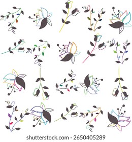 Padrão Florar Perfeito. Projeto de fundo floral abstrato com elementos botânicos artísticos