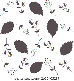 Seamless Florar Pattern. Abstract Floral Background Design with Artistic Botanical Elements