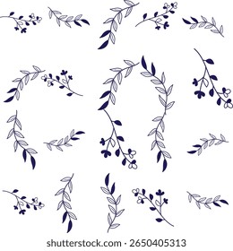 Padrão Florar Perfeito. Projeto de fundo floral abstrato com elementos botânicos artísticos
