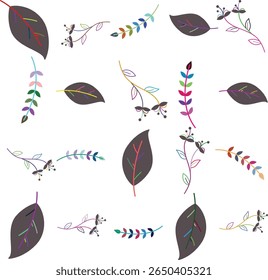 Naadloos bloempatroon. Abstracte bloemige achtergrond ontwerp met artistieke botanische elementen