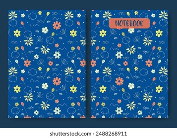 Seamless flourish pattern - cover design template. Notebook with springtime pattern. Cover page design