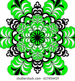 Seamless Flourish Pattern. Round Floral Motif. Bright Symmetric Background for Paper, Textile, Wrapping