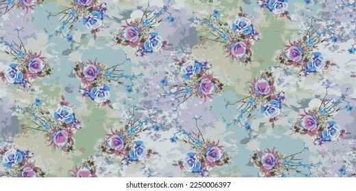 Seamless flower allover design pattern on texture background