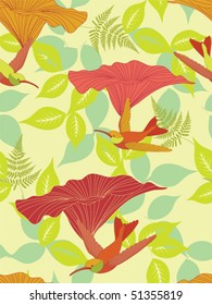 Seamless flower background with birds. Easy to edit vector image. Ready to use as swatch.
