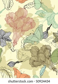 Seamless flower background. Easy to edit vector image. Ready to use as swatch.