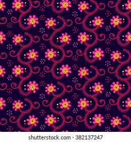 Seamless flower background. Hand Drawn vector pattern.
