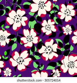 seamless flower background, pattern with wild roses, vintage/retro style