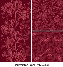 seamless flower background set