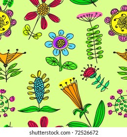 Nahtloser floraler Hintergrund. Besuchen Sie mein Portfolio für eine große Sammlung von Doodles und Hintergründen