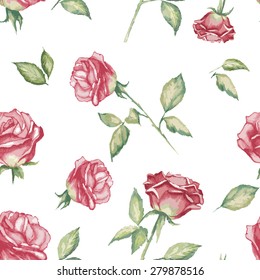 Seamless  flower background with watercolor Rose