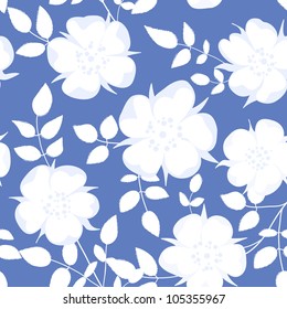 seamless flower background with wild roses, vintage/retro style
