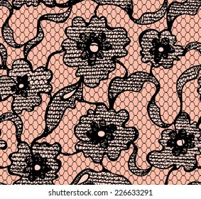 Seamless flower black lace. Vector illustration
