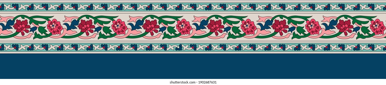 seamless flower border pattern for textile