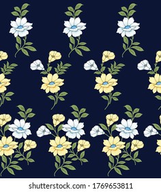 nahtlose Blumenmuster auf Marinehintergrund