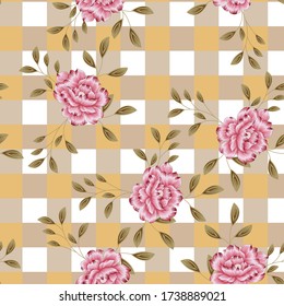 Seamless Flower With Chex Design Pattern