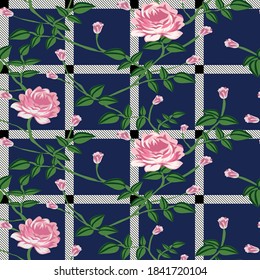 seamless flower with Chex design pattern on background
