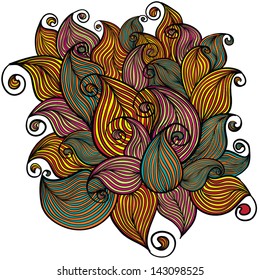 Seamless flower colorful hand-drawn pattern, waves background (seamlessly tiling).Can be used for wallpaper, pattern fills, web page background,surface textures. Gorgeous seamless wave background