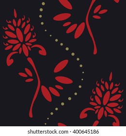 Seamless flower colorful retro background pattern in vector