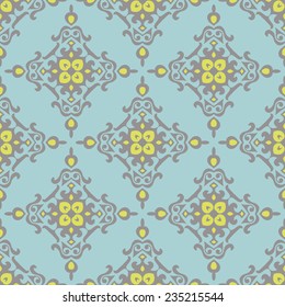 Seamless flower damask  cute tiled pattern vector design