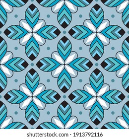 Seamless Flower Design Pattern in Blue for Fabric and Textile Print