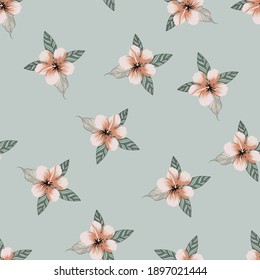 seamless flower design pattern on blue background