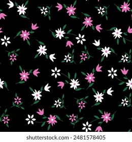 seamless flower design pattern for vector  on black background