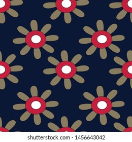 seamless  flower desing pattern on navy background
