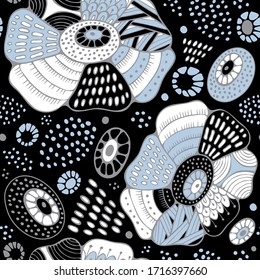 seamless flower doodle hand draw pattern. abstract art background