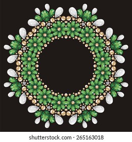 Seamless flower emerald, silver and gold fashion print shine be used for wallpaper, pattern fills, wedding invitations,surface textures, fabric, t-shirt, 
mandala, frame - stock vector