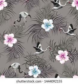 seamless flower with flamingo pattern 